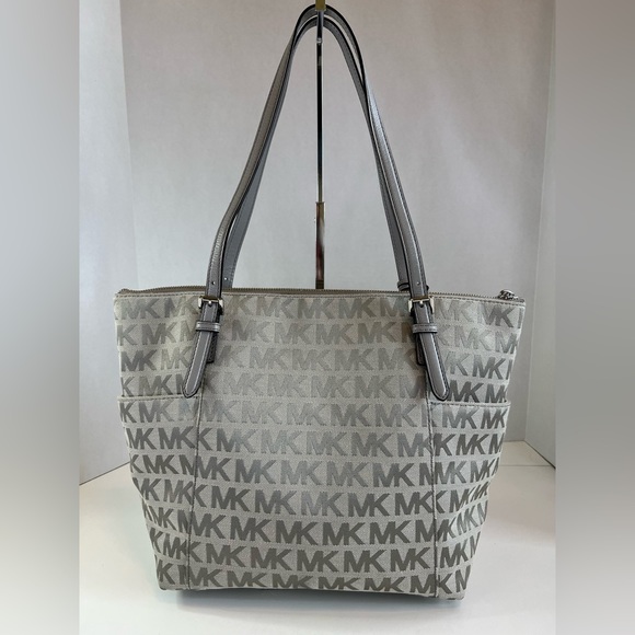 Michael Kors Silver/Grey Logo Printed Tote - Picture 2 of 7